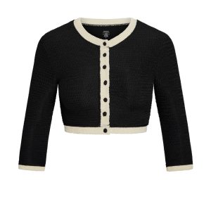 Crete Swim Cardi - Black/Ivory Crinkle