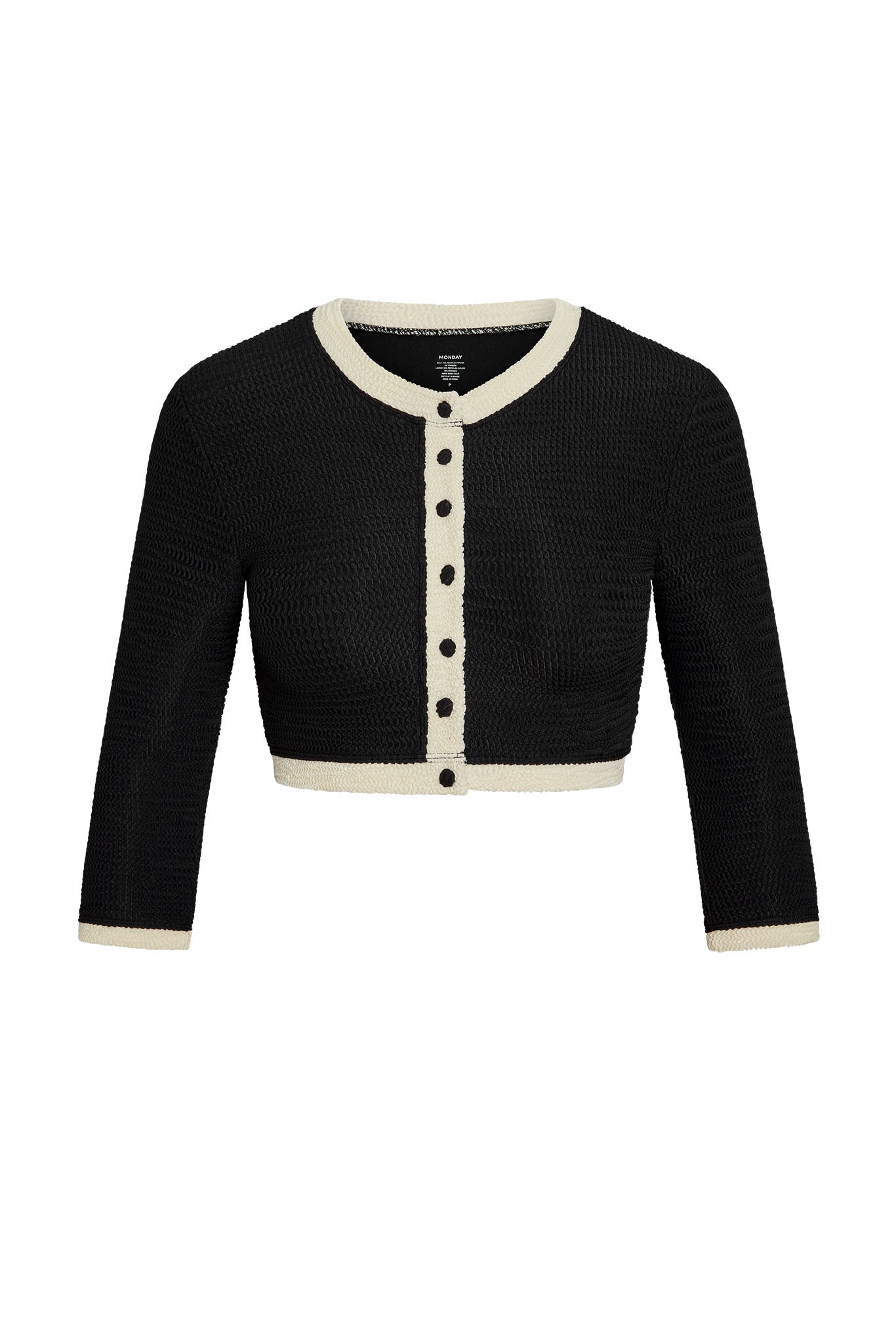 Crete Swim Cardi - Black/Ivory Crinkle