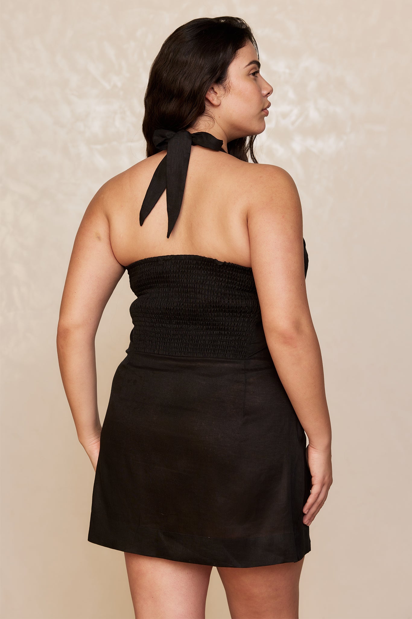 Montserrat Mini Dress - Black Linen - Image 7