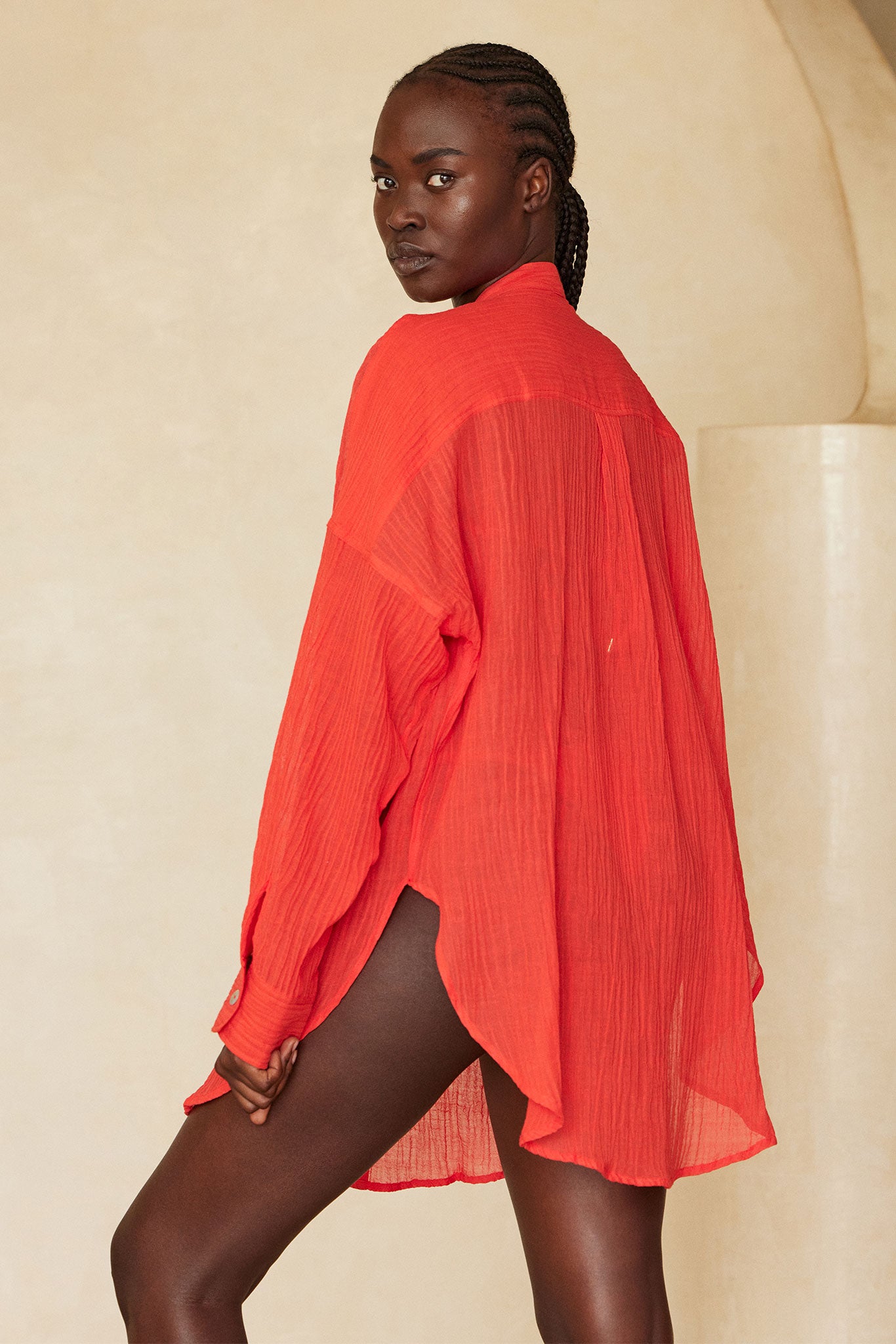 Barcelona Tunic - Chili Pepper Crinkle Linen - Image 7