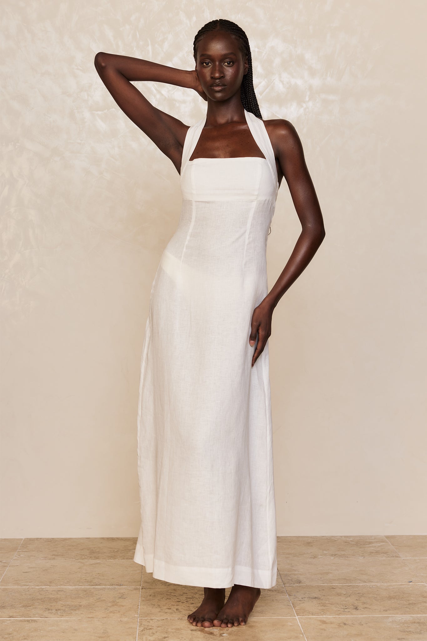Montserrat Dress - White Linen - Image 4