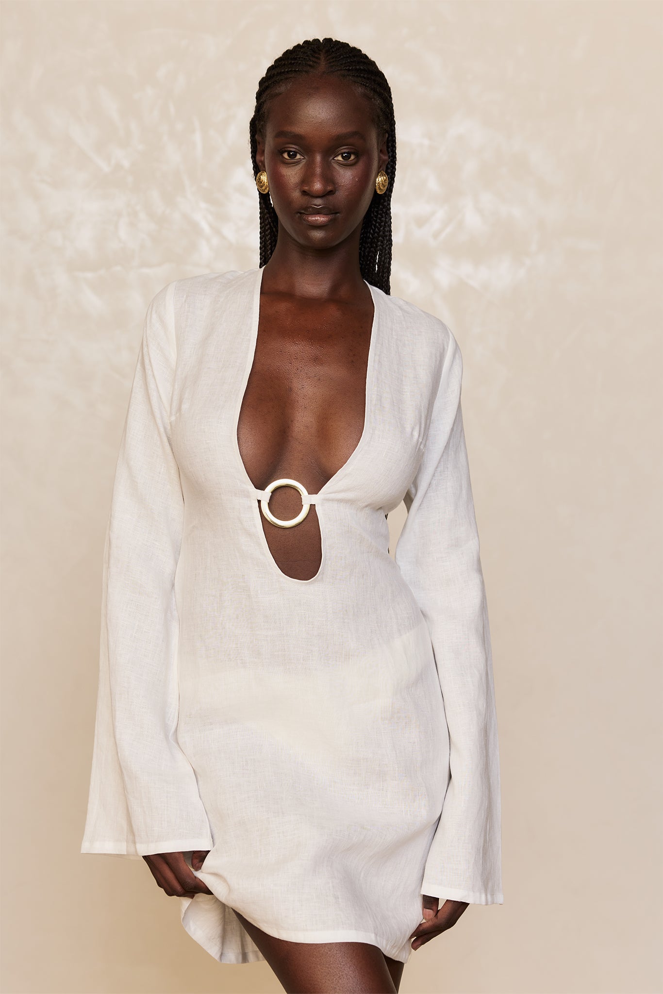 Montego Mini Dress - White Linen - Image 2