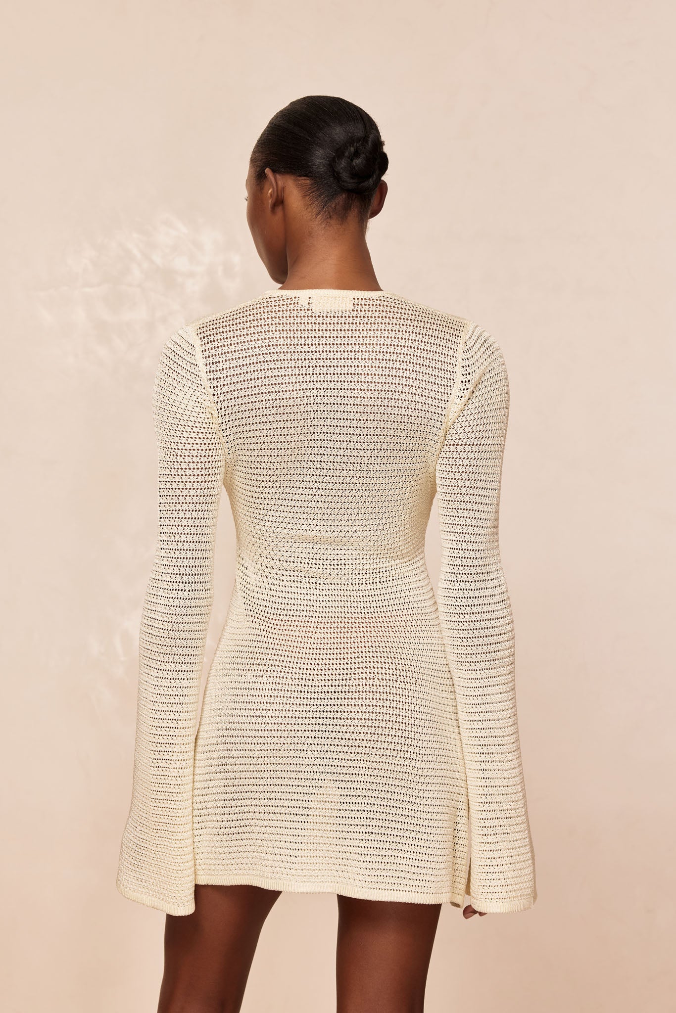 Montego Mini Dress - Ivory Shiny Treble Knit - Image 3