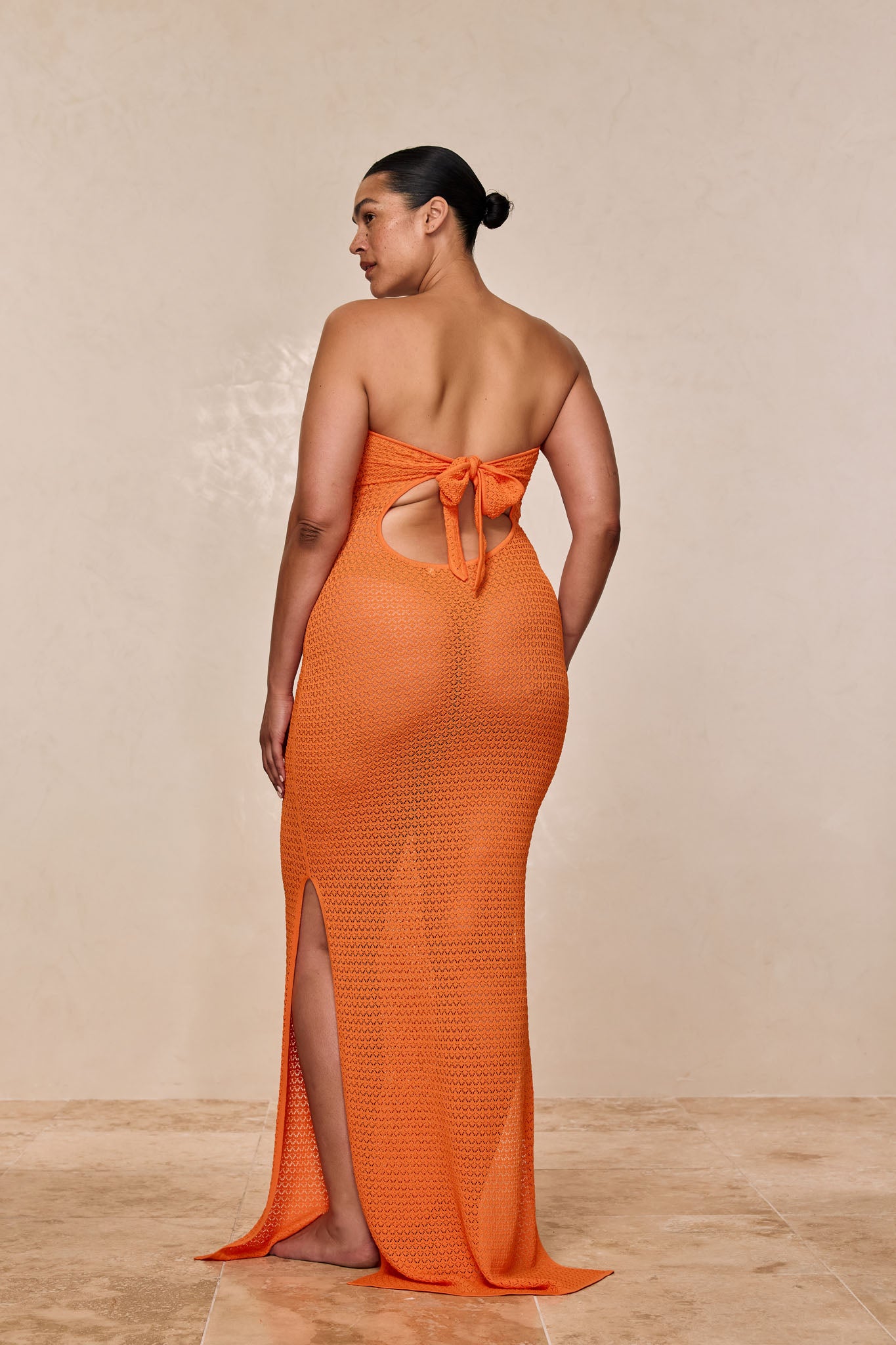Montego Bandeau Dress - Tangerine Lace Crochet - Image 4