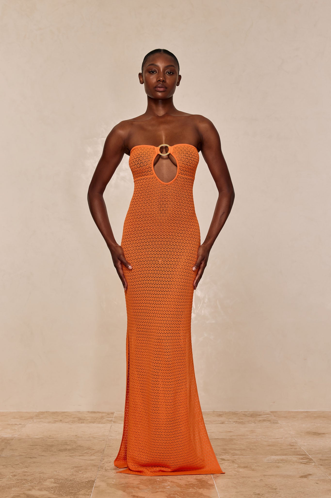 Montego Bandeau Dress - Tangerine Lace Crochet - Image 2