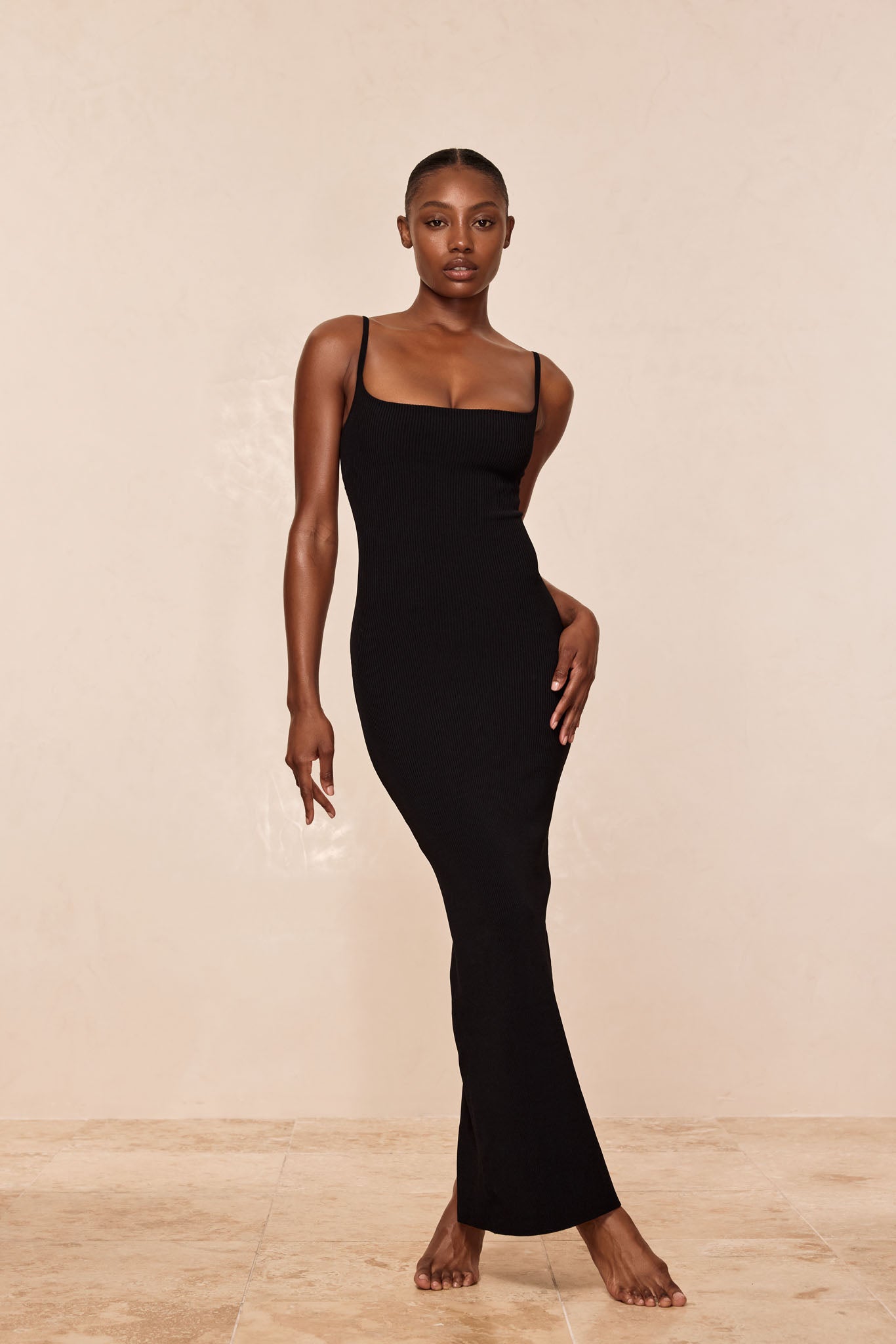 Provence Dress - Black Knit Rib - Image 2