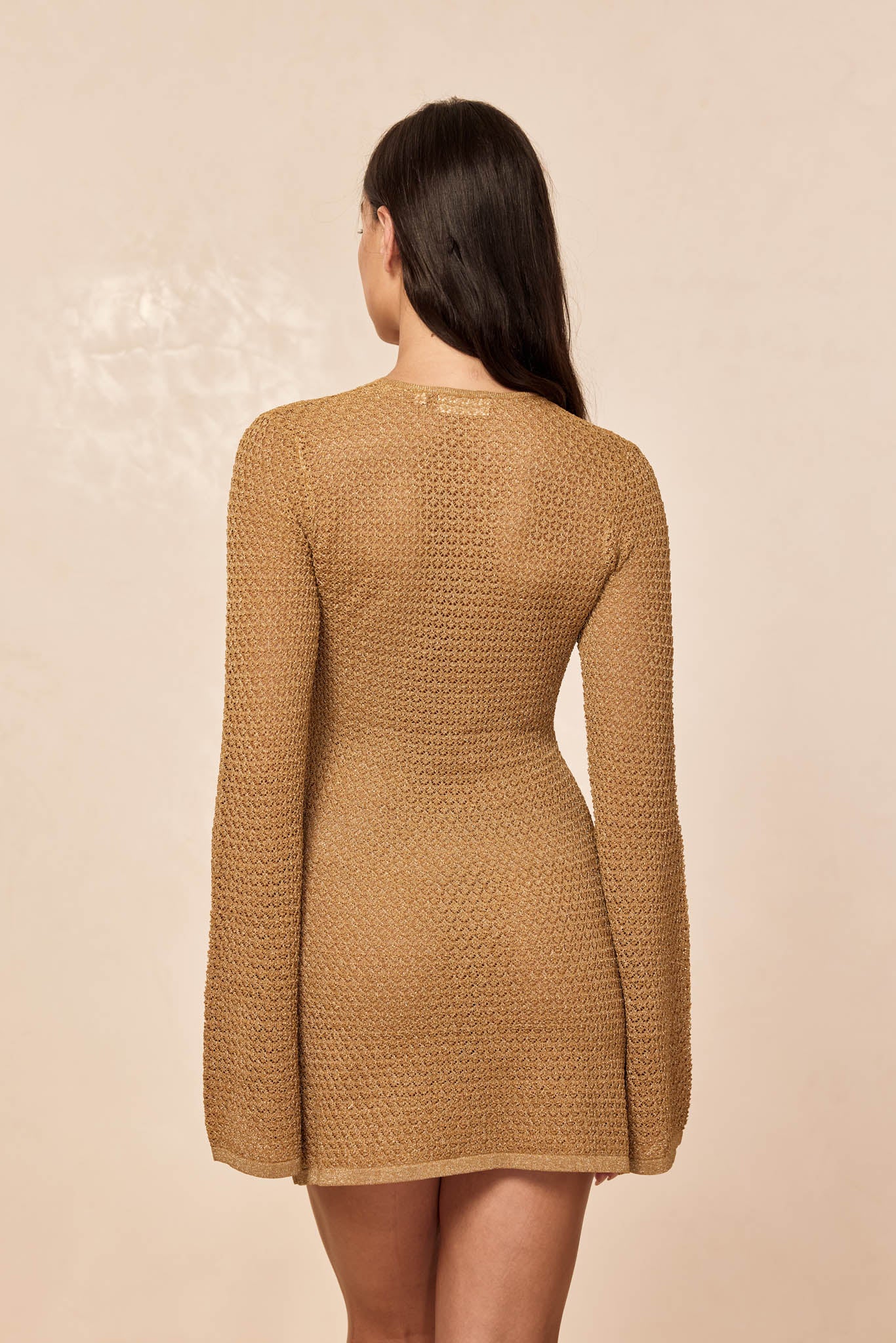 Montego Mini Dress - Antique Gold Lace Crochet - Image 5