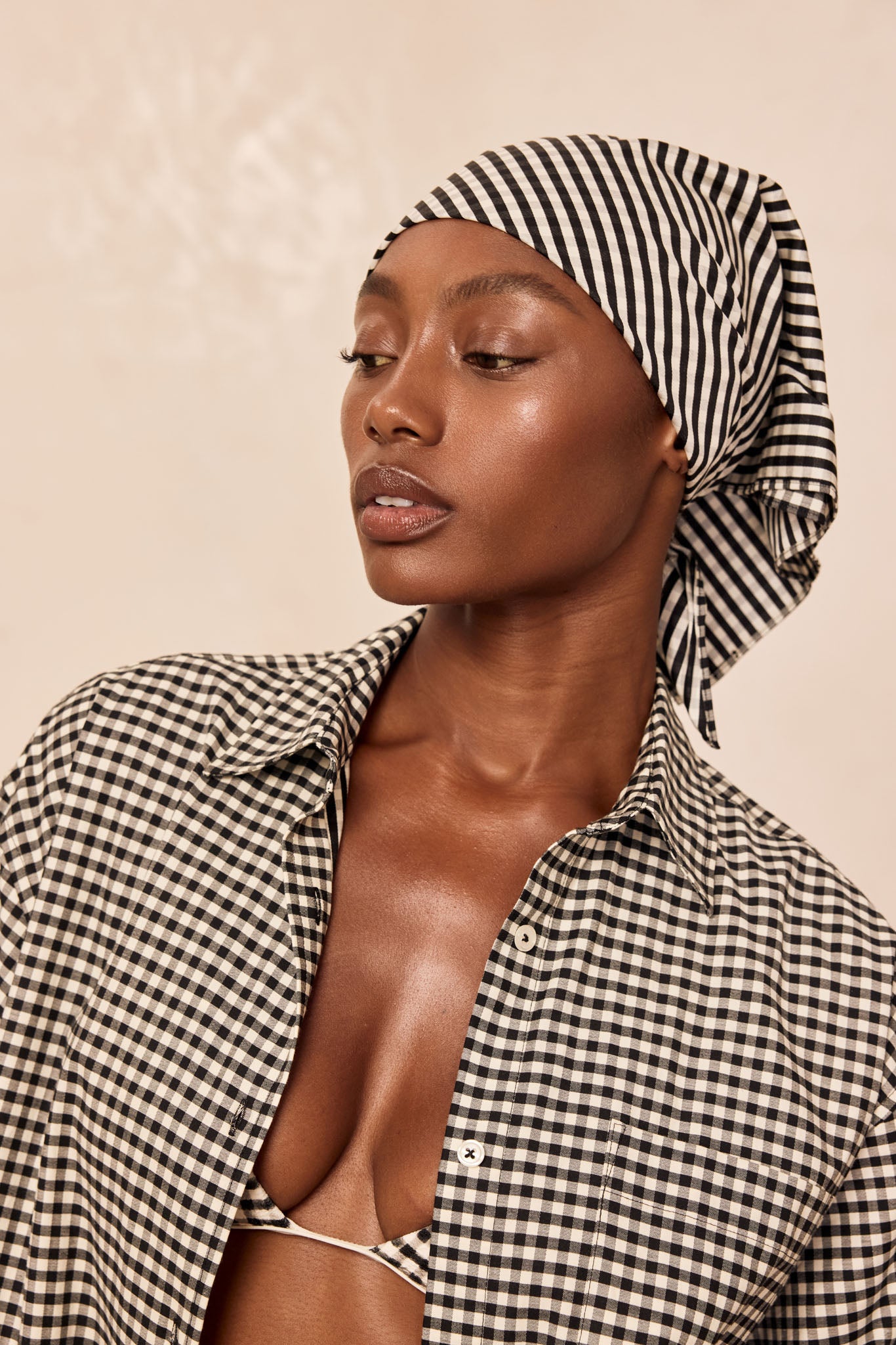 Monday Head Scarf - Black Gingham - Image 3