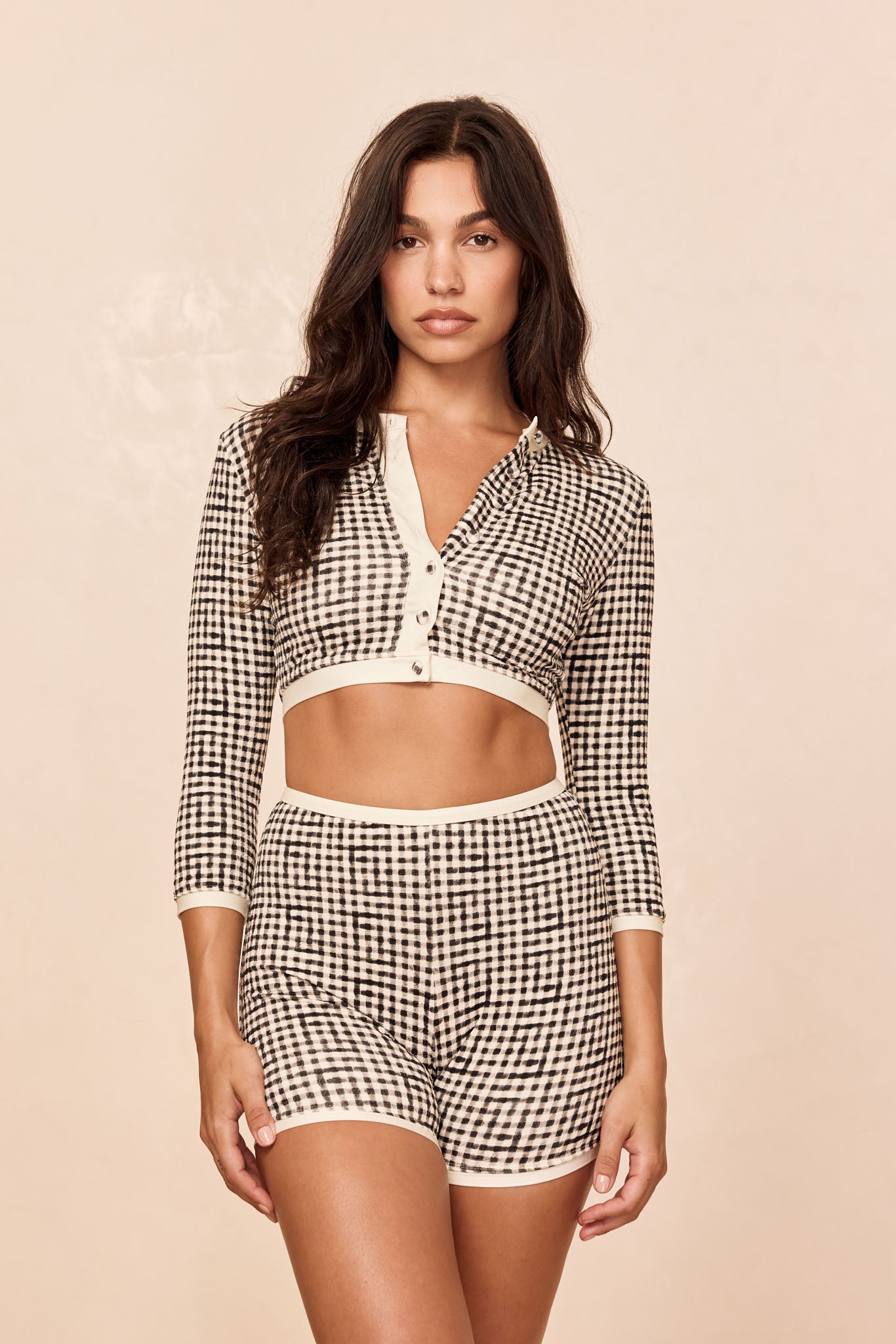 Crete Swim Cardi - Black Gingham - Image 3