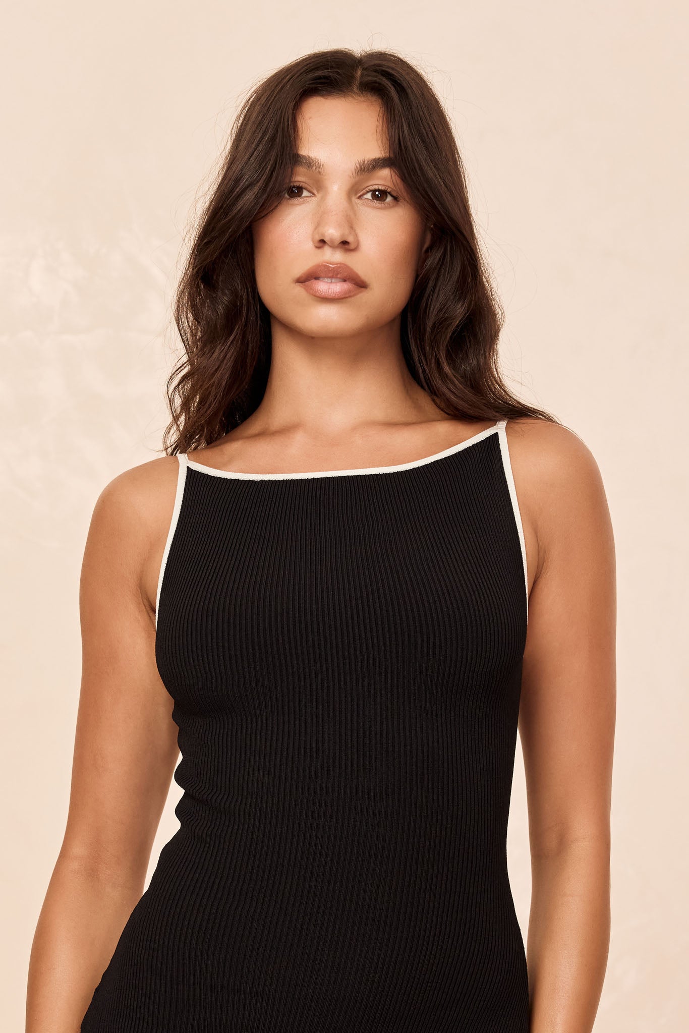 Camerelle Dress - Black/Ivory Knit Rib - Image 5