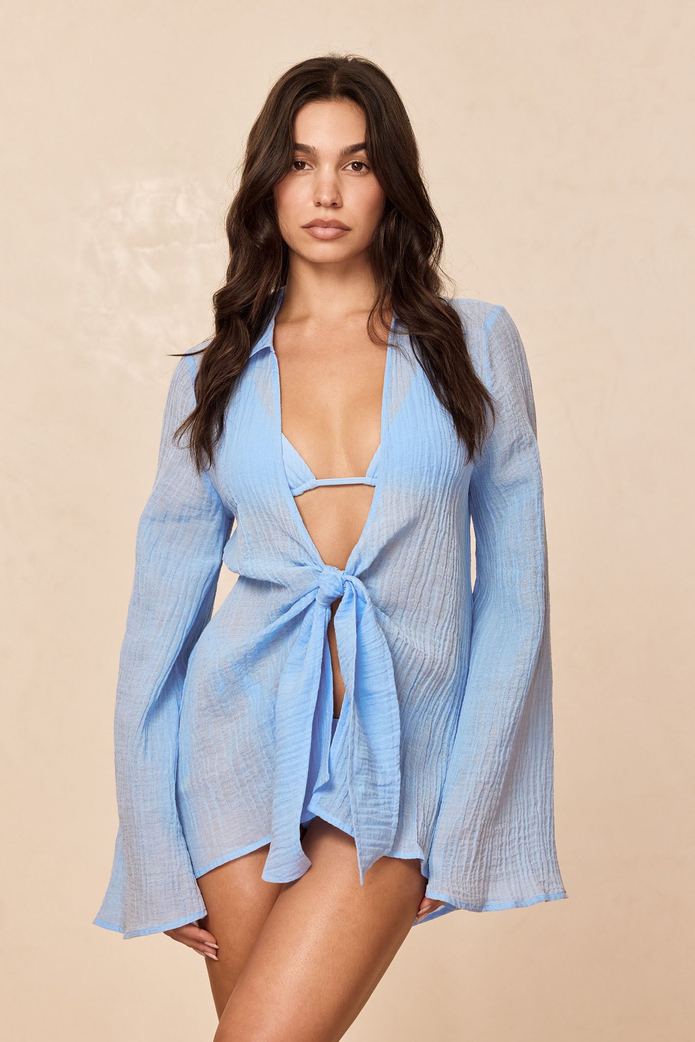 Grenada Tunic - Sky Crinkle Linen - Image 3