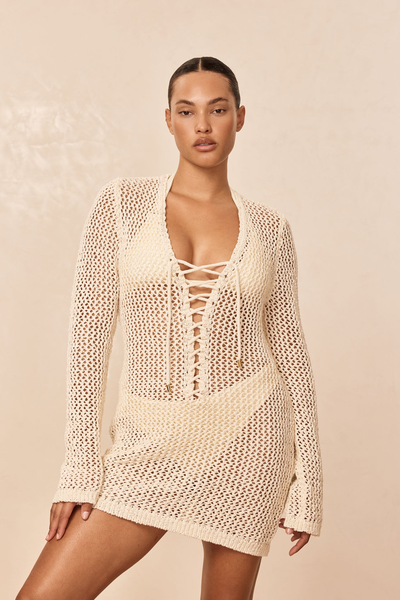 Corossol Mini Dress - Ivory Petit Crochet - Image 3