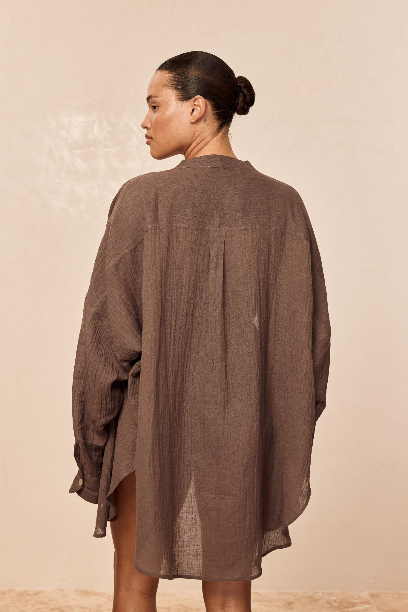 Barcelona Tunic - Stone Crinkle Linen - Image 3