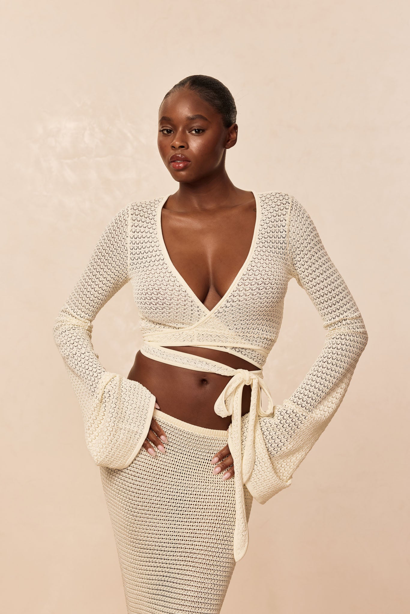 Madrid Wrap Top - Ivory Lace Crochet - Image 3