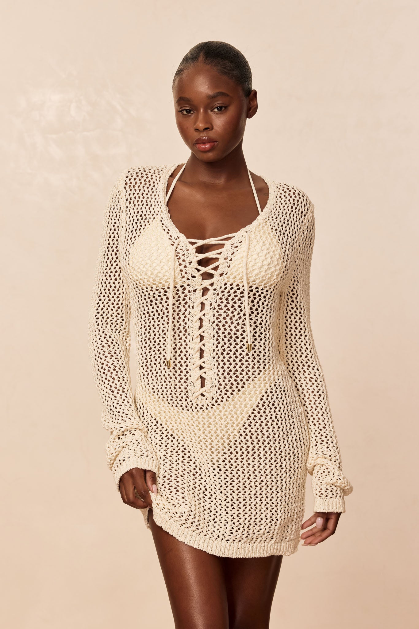 Corossol Mini Dress - Ivory Petit Crochet - Image 2