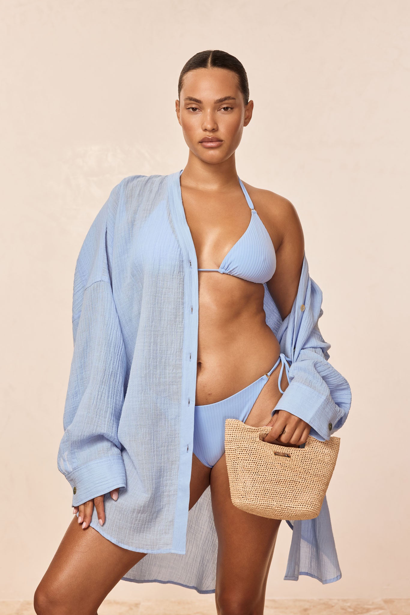 Barcelona Tunic - Sky Crinkle Linen - Image 2