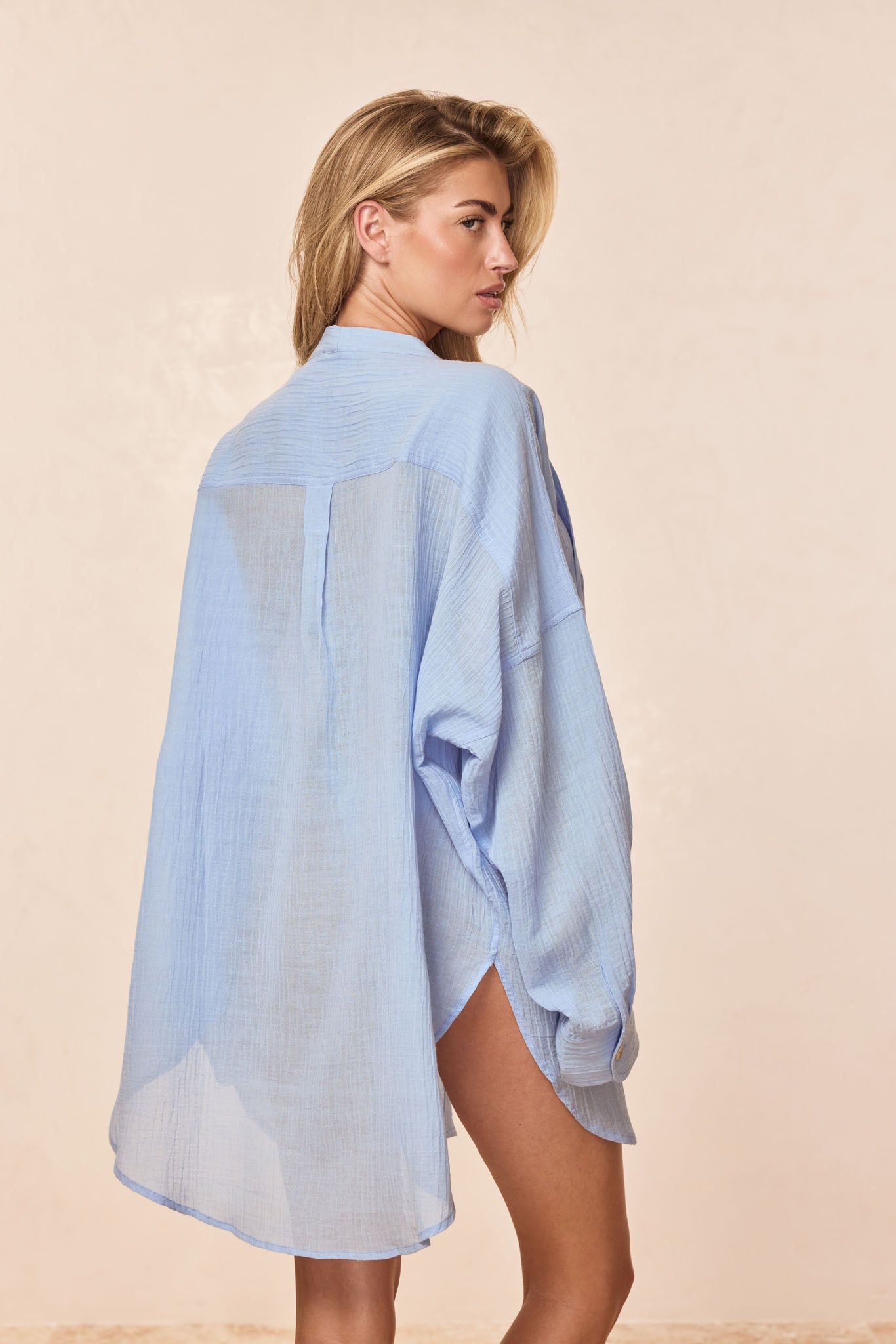 Barcelona Tunic - Sky Crinkle Linen - Image 5