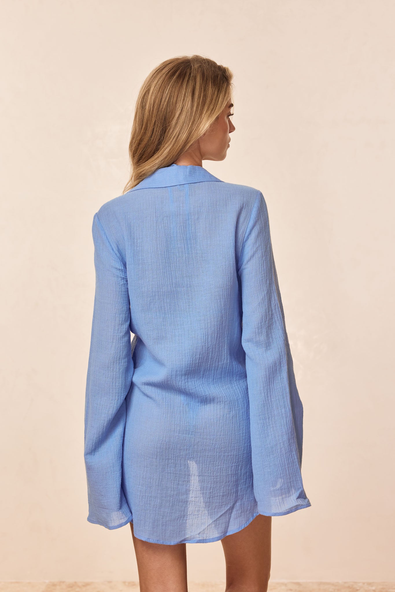 Grenada Tunic - Azure Crinkle Linen - Image 4