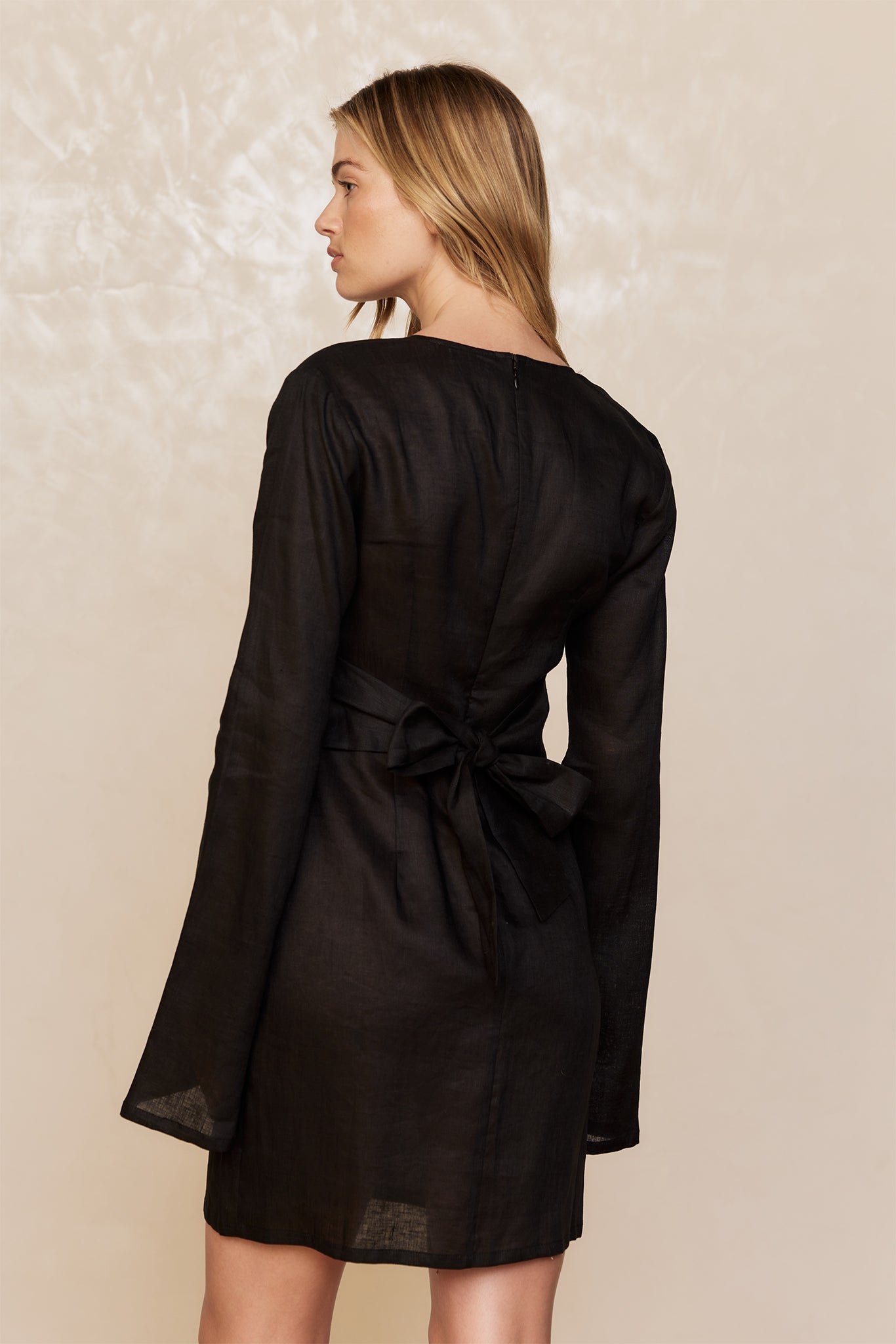 Montego Mini Dress - Black Linen - Image 5