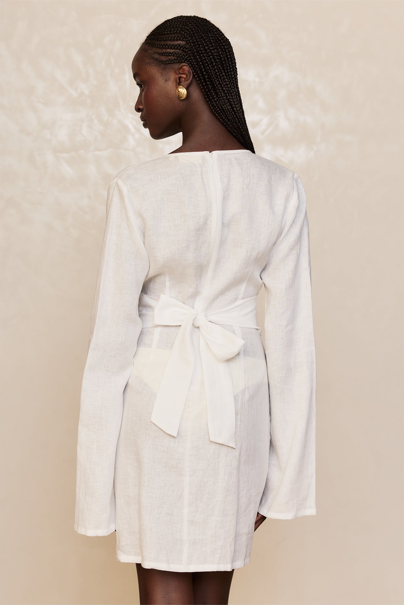 Montego Mini Dress - White Linen - Image 3