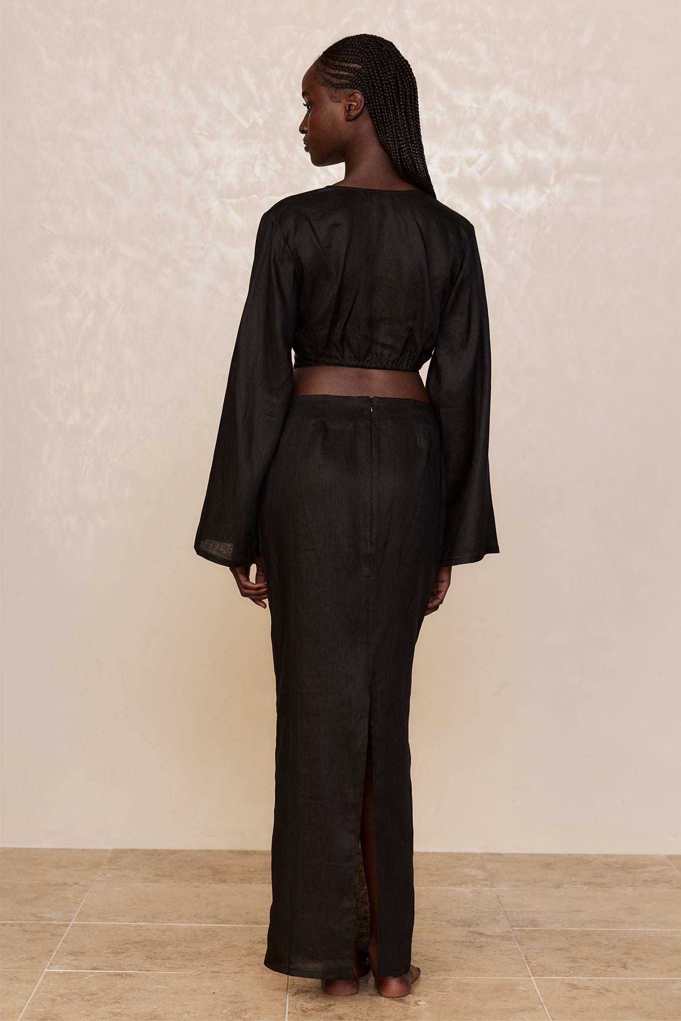 Azores Top - Black Linen - Image 3