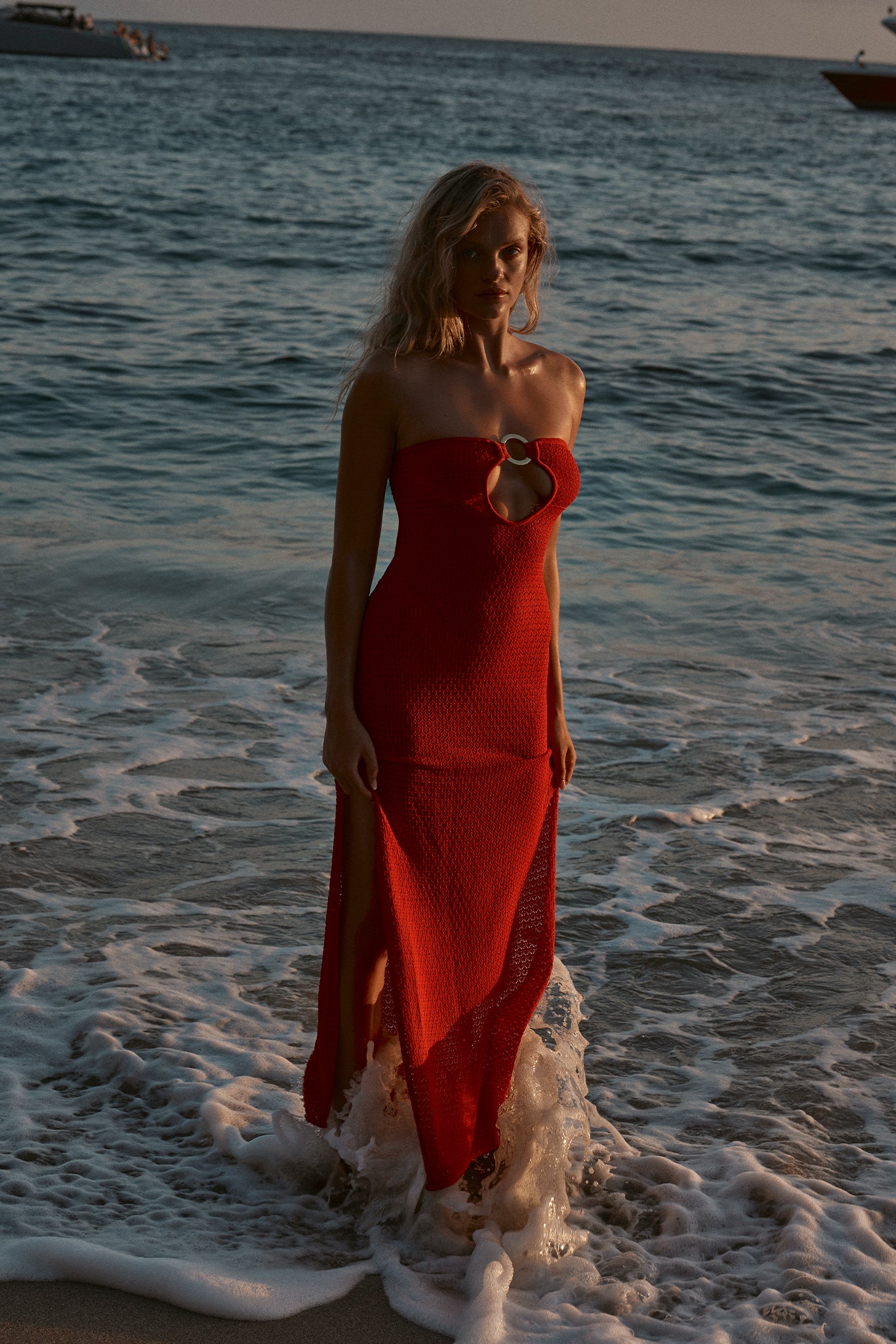 Montego Bandeau Dress - Chili Pepper Lace Crochet - Image 2