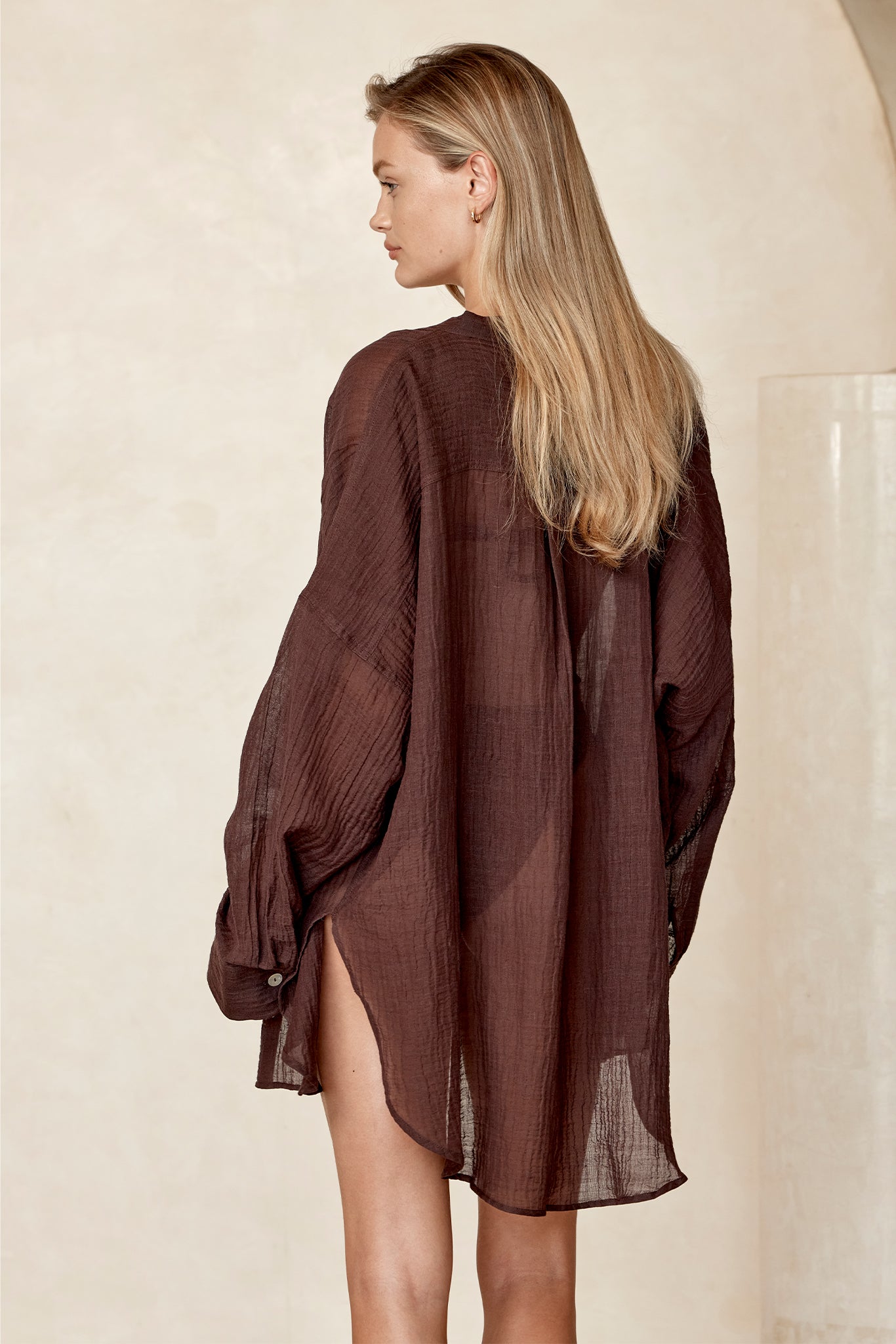 Barcelona Tunic - Espresso Crinkle Linen - Image 4