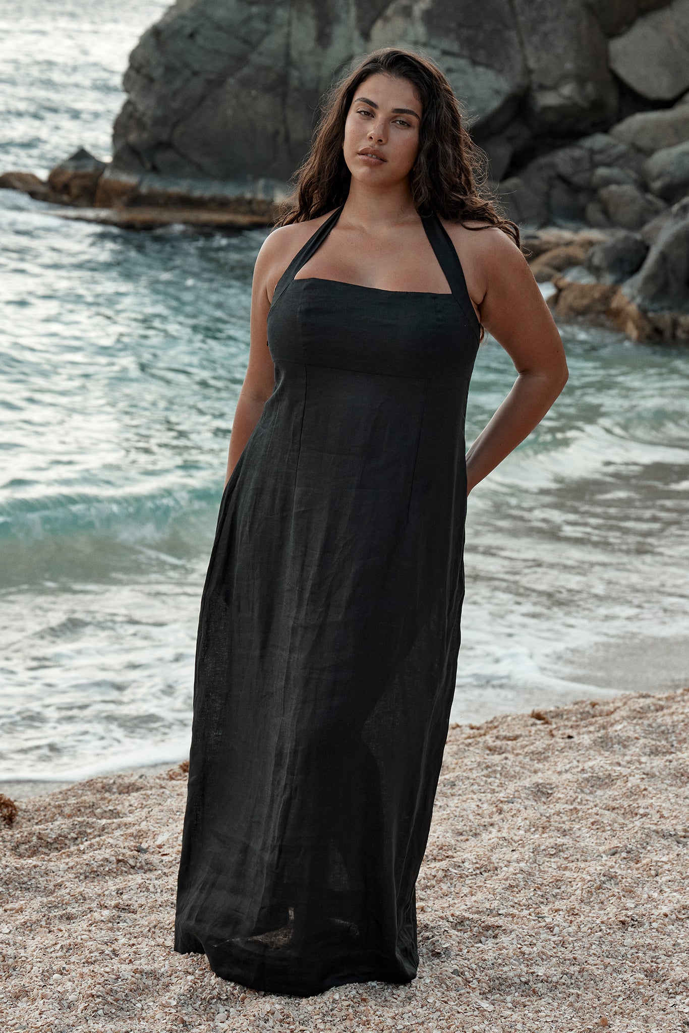 Montserrat Dress - Black Linen - Image 6