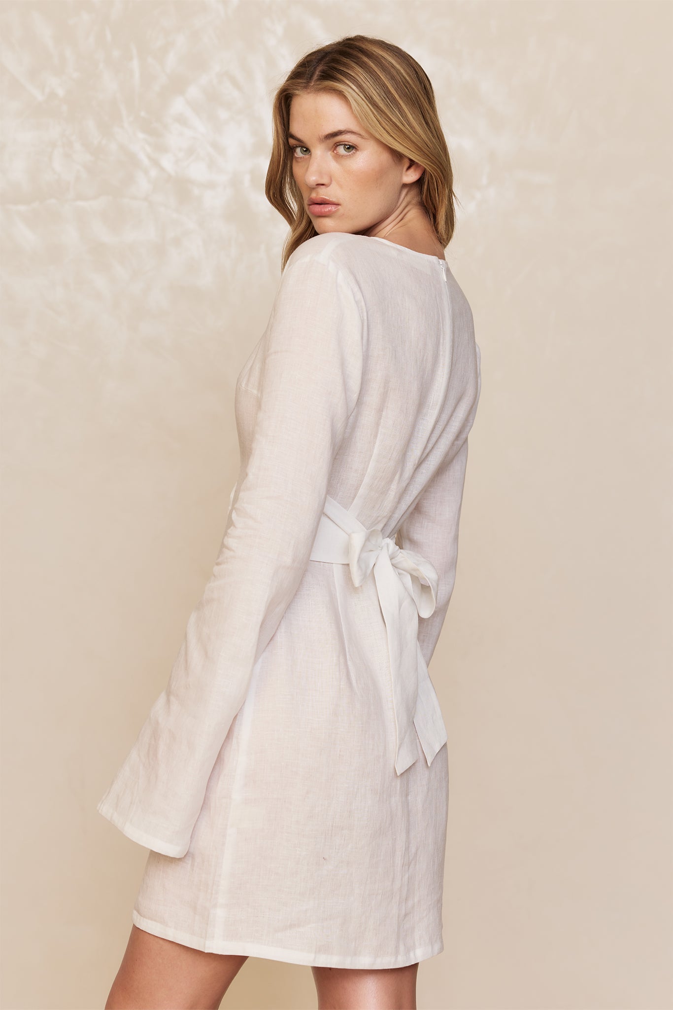 Montego Mini Dress - White Linen - Image 5