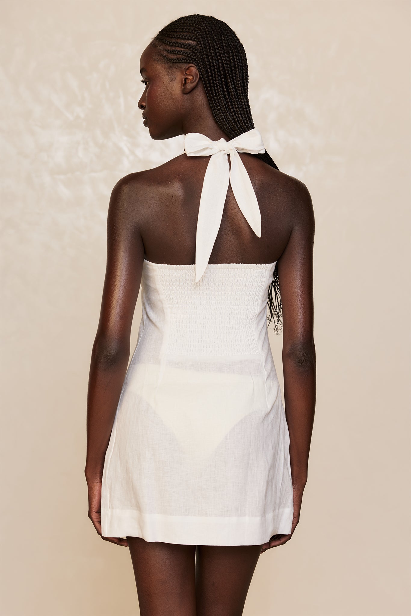 Montserrat Mini Dress - White Linen - Image 6