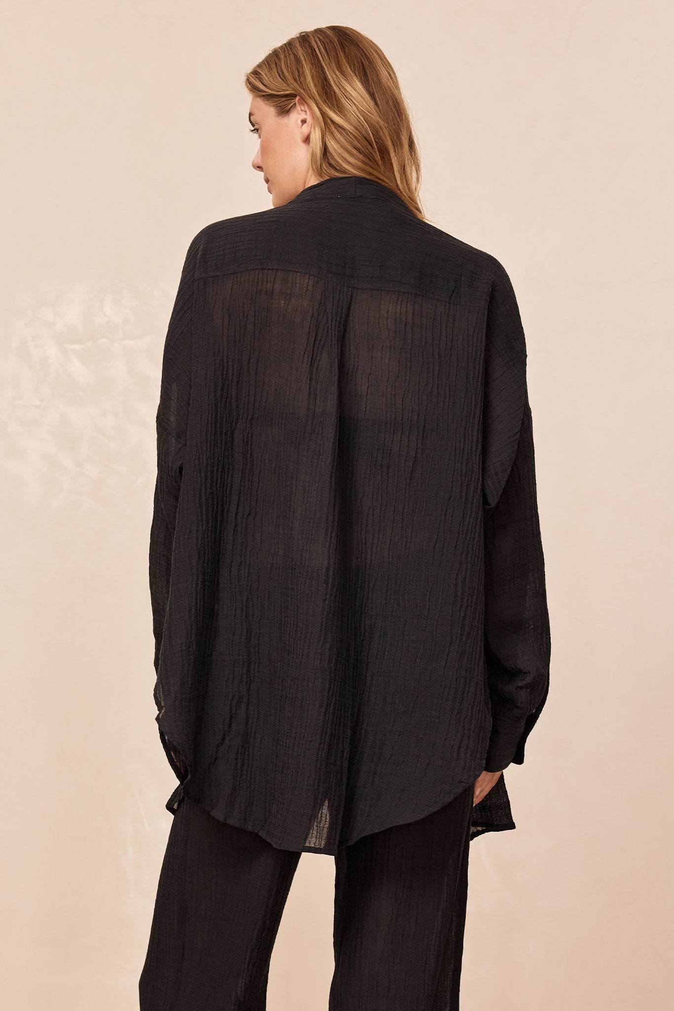 Barcelona Tunic - Black Crinkle Linen - Image 4