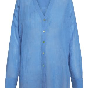 Barcelona Tunic - Azure Crinkle Linen