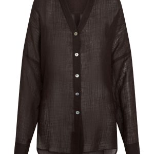 Barcelona Tunic - Espresso Crinkle Linen