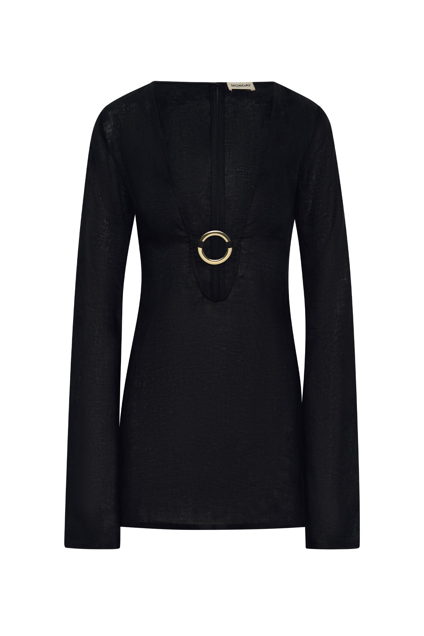 Montego Mini Dress - Black Linen