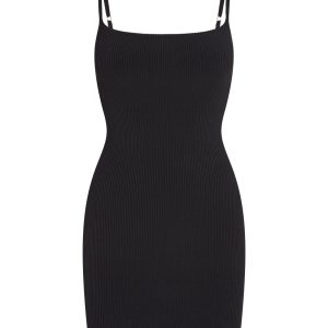 Provence Mini Dress - Black Knit Rib