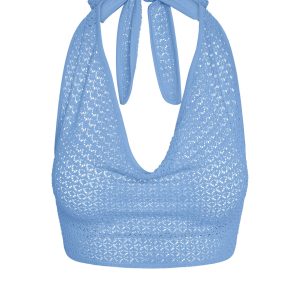 Bula Cowl Neck Top - Azure Lace Crochet