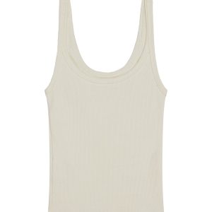 Devin Tank Crop - Ivory Rib