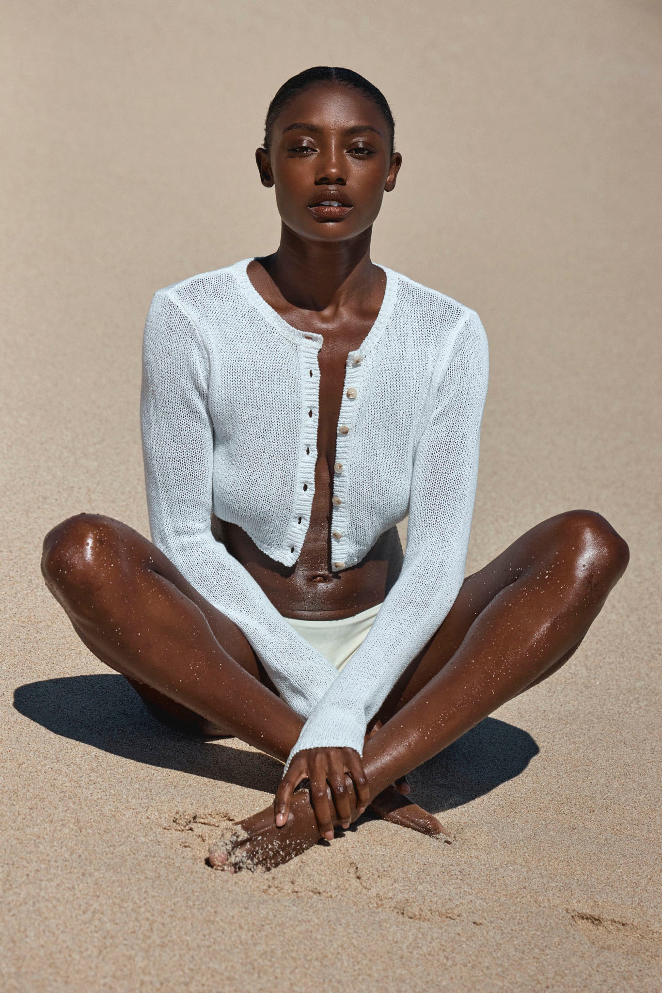 Genoa Cardigan - Ivory Open Jersey - Image 2