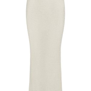 Fontelina Midi Skirt - Ivory Shiny Treble Knit