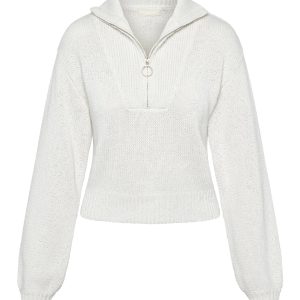 Lisbon Quarter Zip Sweater - White