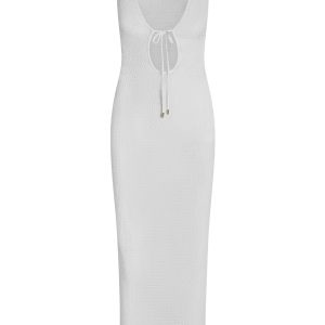 Monte Carlo Tie Dress - White Lace Crochet