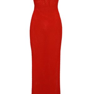Montego Bandeau Dress - Chili Pepper Lace Crochet