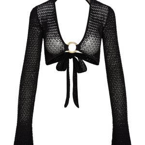 Montego Crop Top - Black Lace Crochet