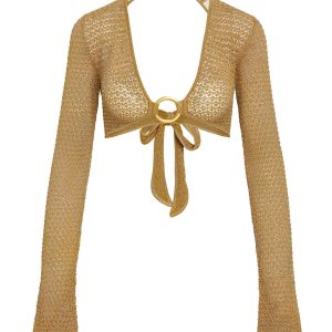 Montego Crop Top - Antique Gold Lace Crochet