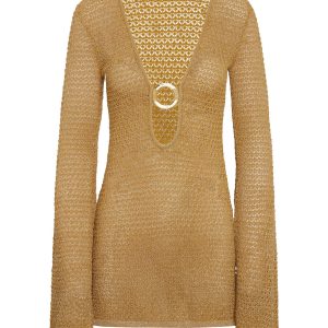 Montego Mini Dress - Antique Gold Lace Crochet
