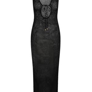 Monte Carlo Tie Dress - Black Lace Crochet