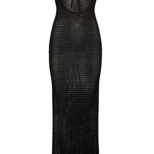 Montego Bandeau Dress - Black Lace Crochet