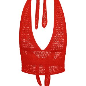 Toulon Top Lined - Chili Pepper Lace Crochet