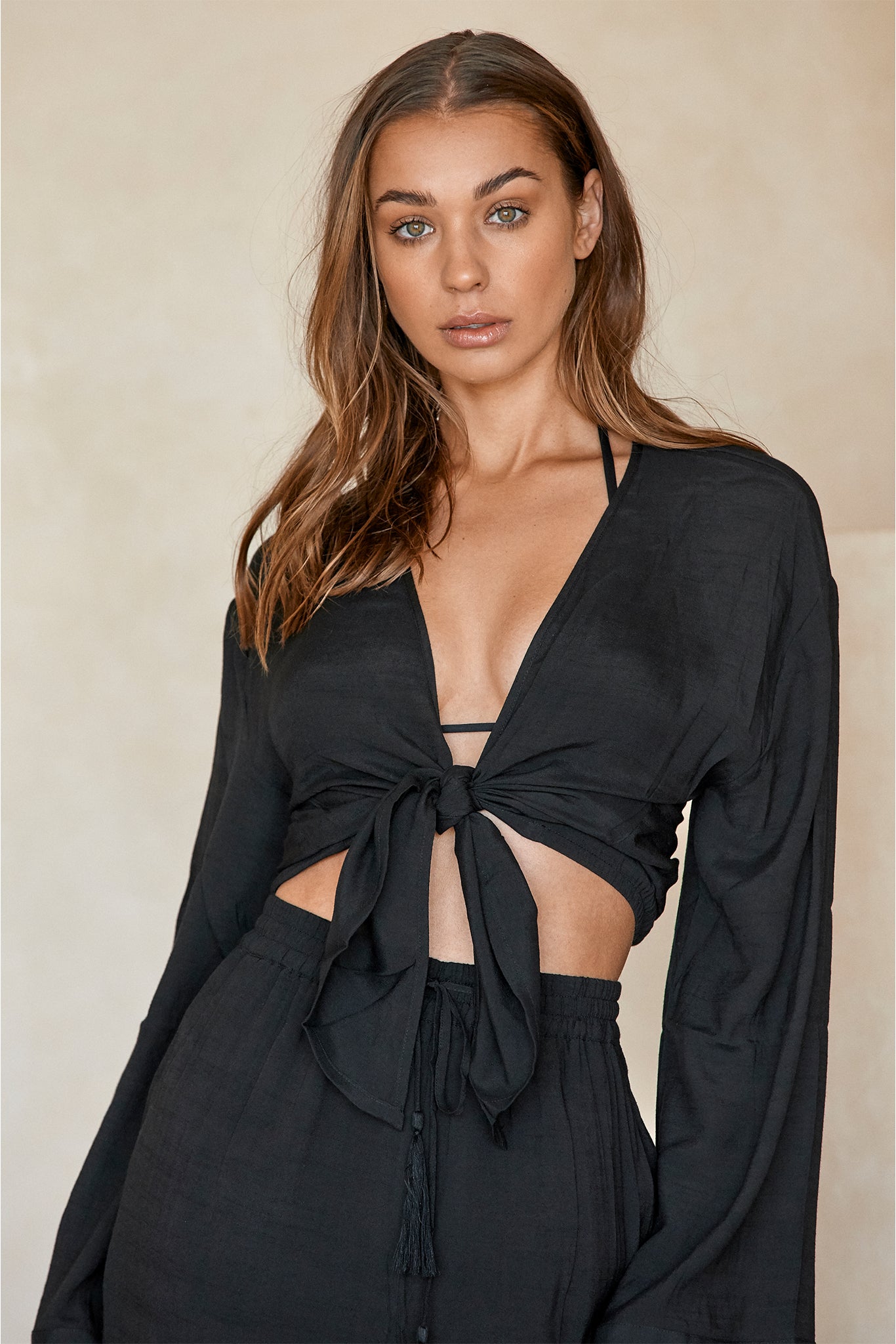 Tahiti Tie Top - Black - Image 2